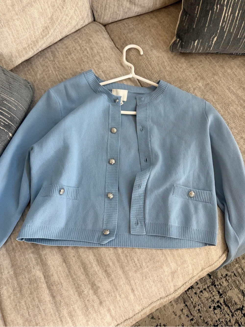H&M Light Blue Cropped Cardigan-Blazer